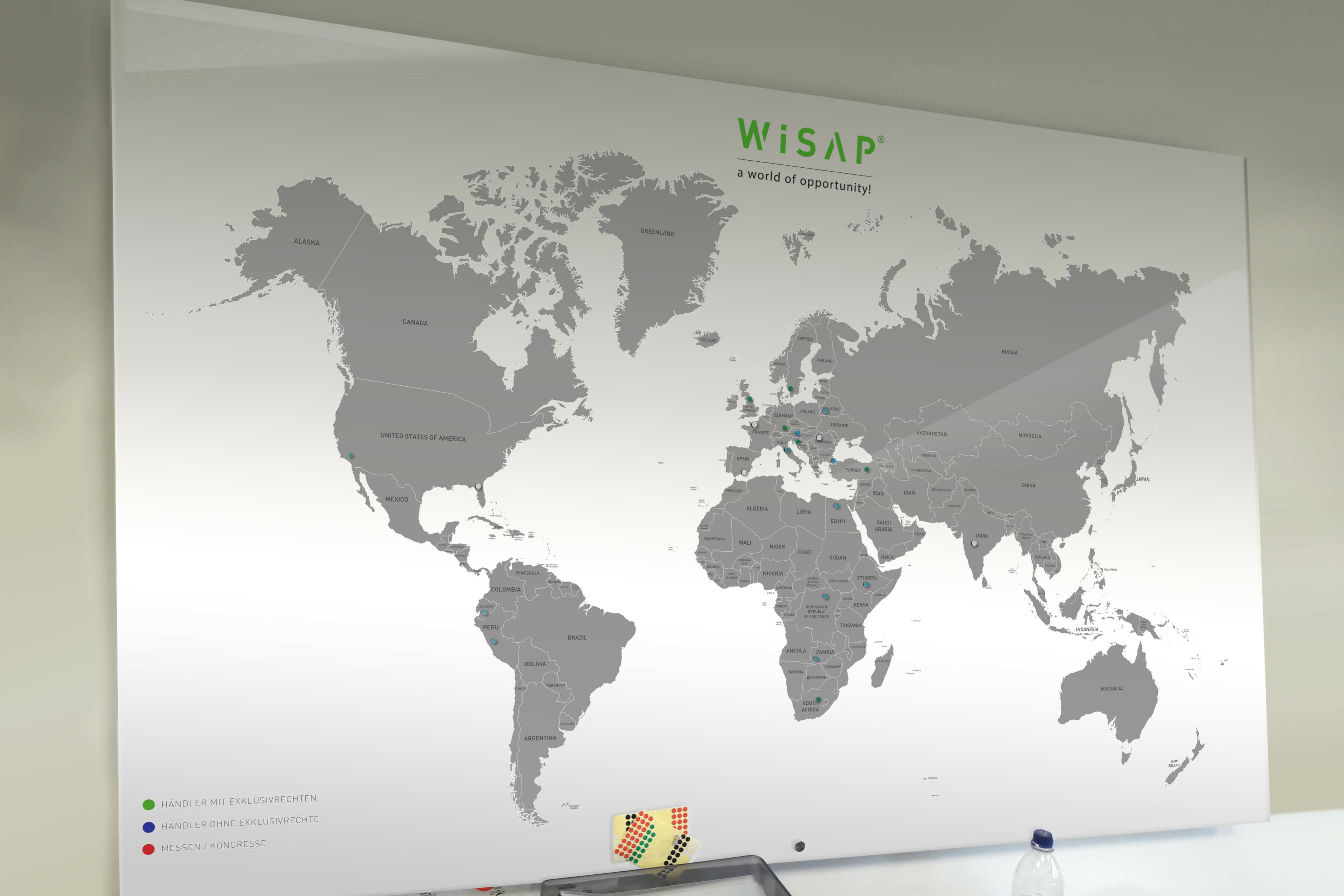 Weltkarte Magnettafel bedruckt