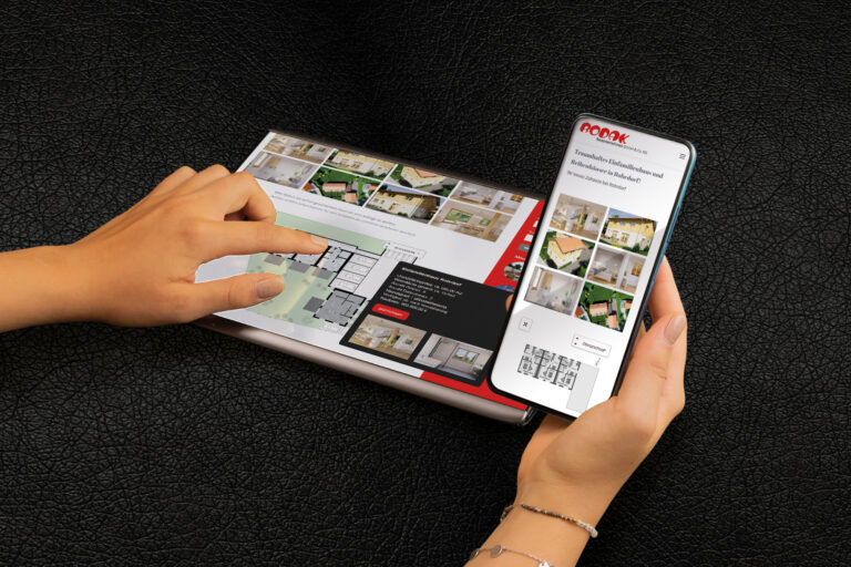 Für die RODAK Bautechnik haben wir ein Immobilien Reservierungsportal realisiert. Die Kunden können verschiedene Objekte auswählen, dort alle Grundrisse, Etagen und Daten ansehen und sofort online reservieren. Detaillierte Informationen zu Mietpreisen, ein Exposé sowie Bildergalerien gehören natürlich auch dazu.