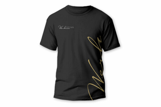 Textildruck farbig auf schwarzem Stoff, rundherum bedruckt, waschmaschinenfest