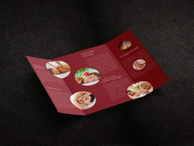 Altarfalz Flyer für Spa-Juwel mit partiellem Glanzlack