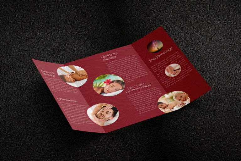 Altarfalz Flyer für Spa-Juwel mit partiellem Glanzlack