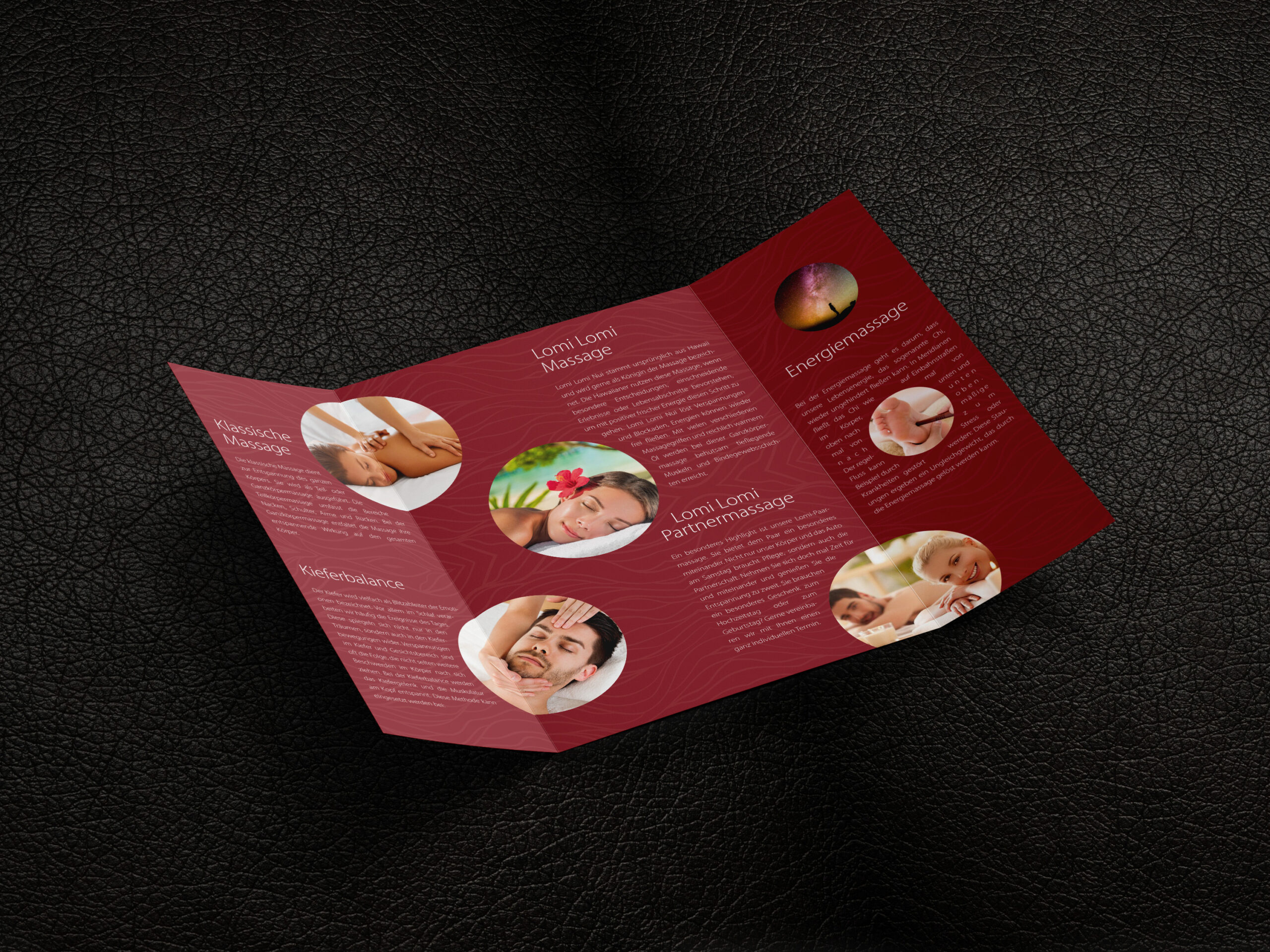 Altarfalz Flyer für Spa-Juwel mit partiellem Glanzlack